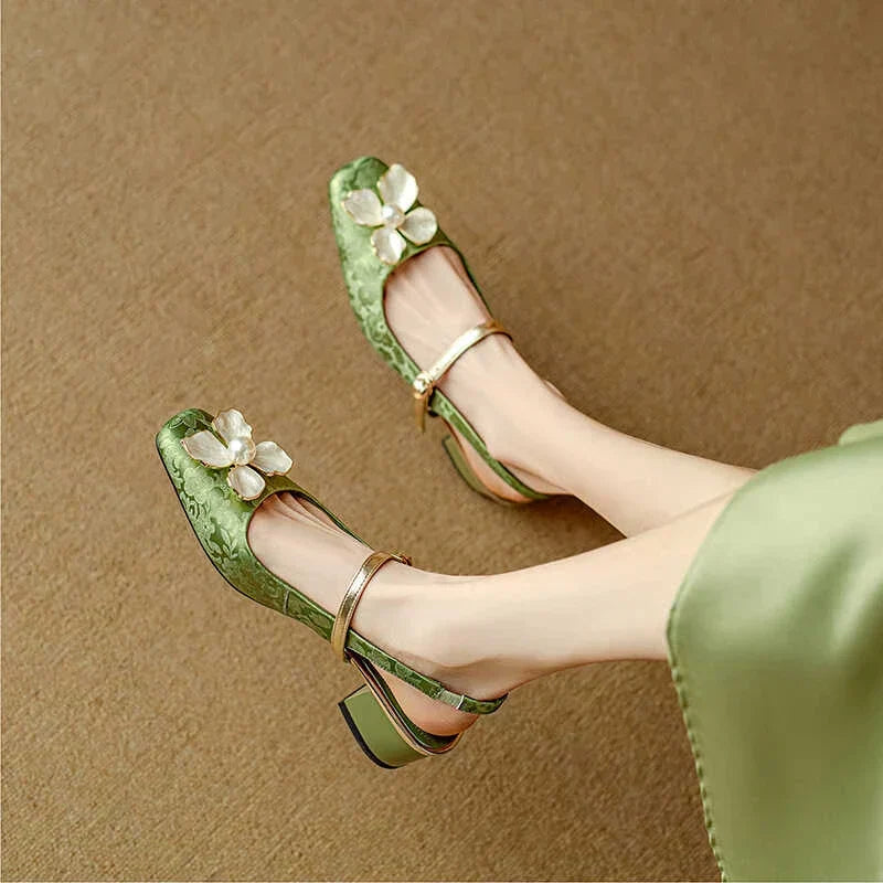 Genine - Escarpins slingback femme à talon bloc