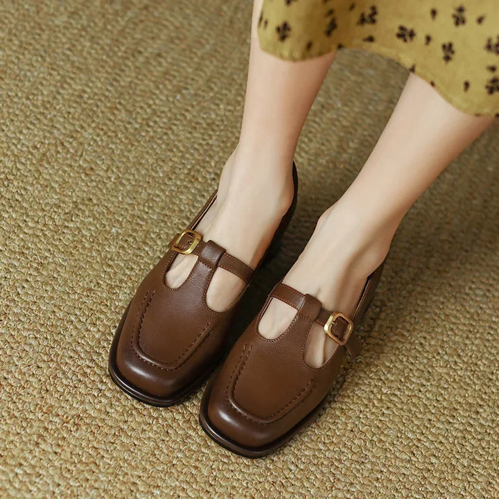 Delia - Chaussures Mary Jane T-Bar femme à bout carré