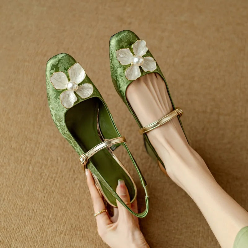 Genine - Escarpins slingback femme à talon bloc