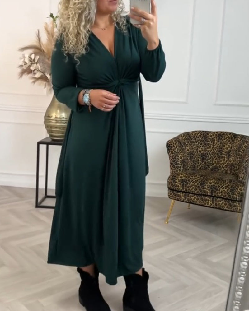 Robe sexy unie avec manches longues