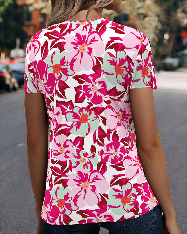 T-Shirt Col En V Confortable Manches Courtes