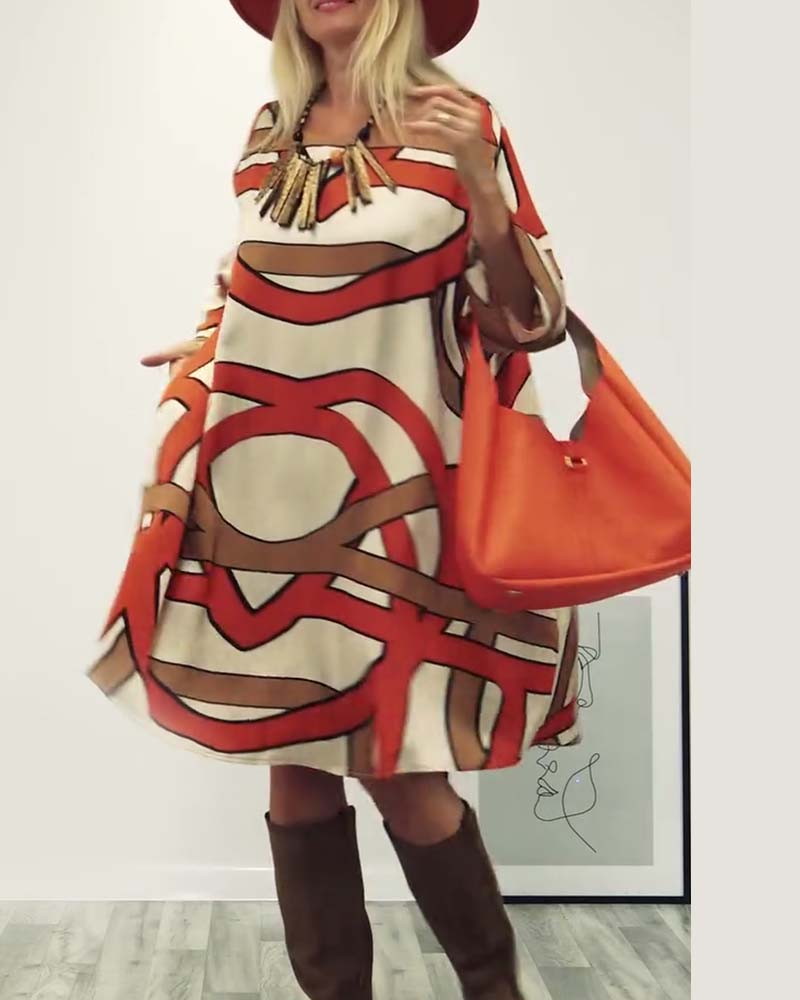 Robe imprimée design col rond