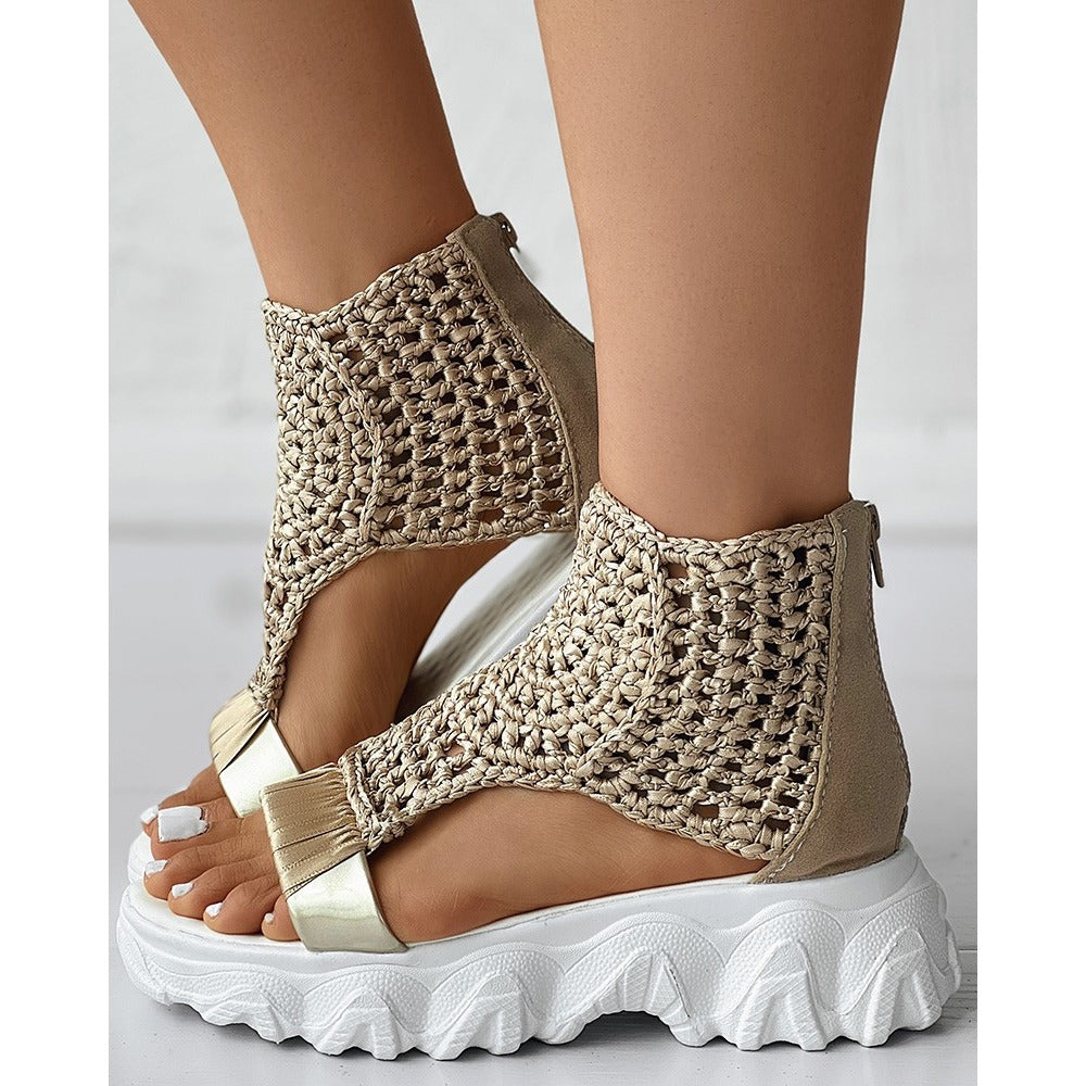 Lucie - Sandales Tressées En Cuir Premium