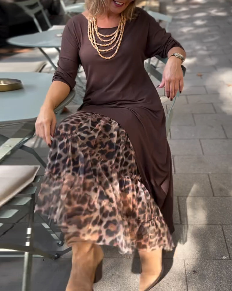 Robe À Manches Longues De Couleur Unie Irrégulière