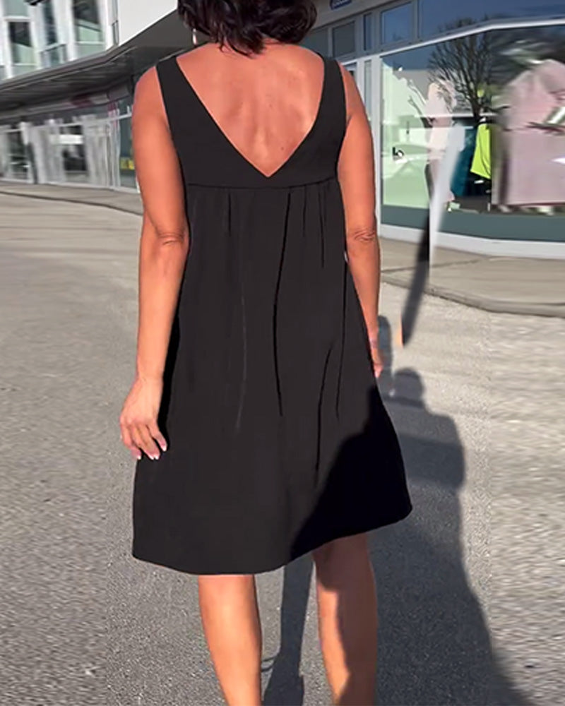 Robe Sans Manches Unie Shift