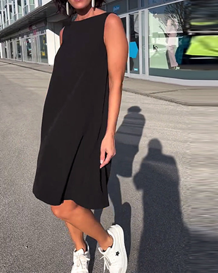Robe Sans Manches Unie Shift