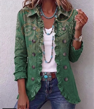 Justine | Veste bohème paisley à volants