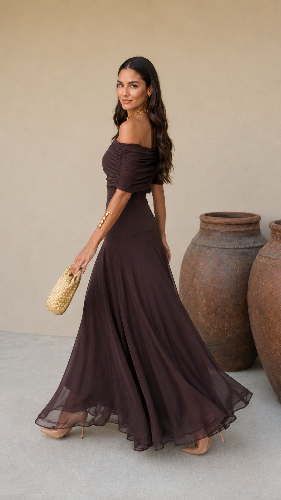 Robe Tolède de couleur marron