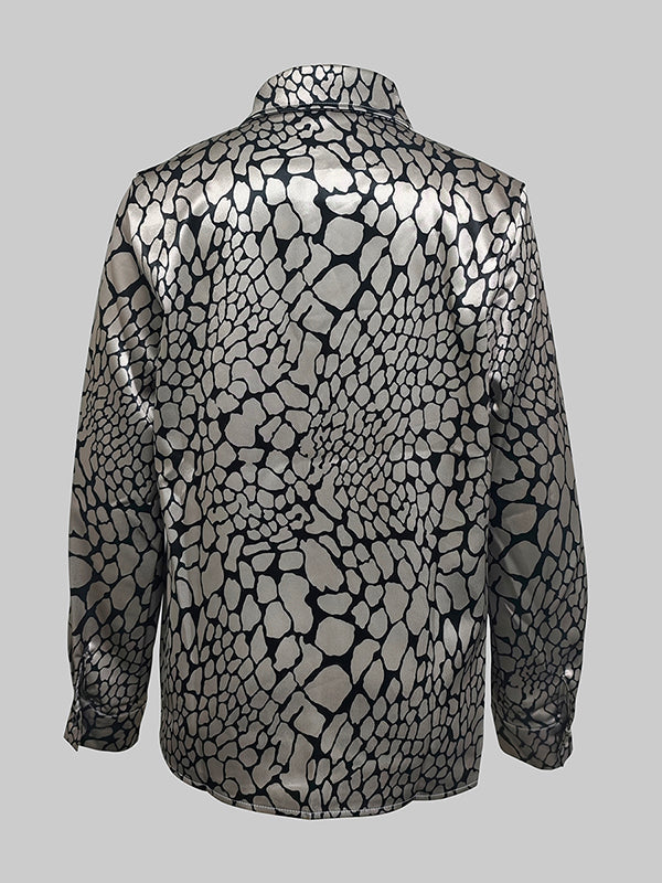 Blanche | CHEMISIER EFFET SATIN À MOTIF ARTISTIQUE