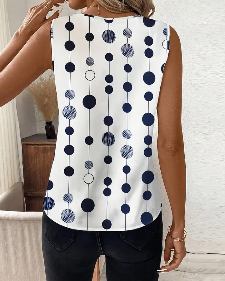 T-shirt décontracté à pois sans manches