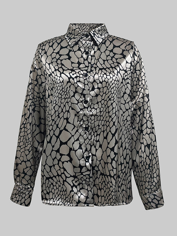Blanche | CHEMISIER EFFET SATIN À MOTIF ARTISTIQUE