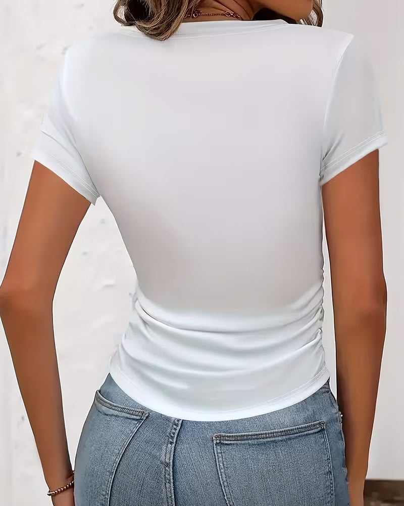 T-shirt Fitted Waist Short Sleeve