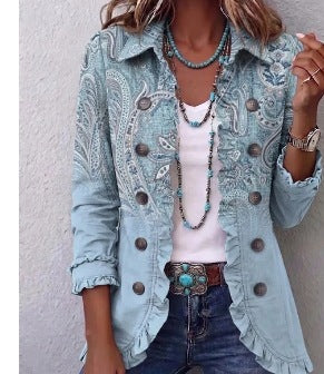 Éloïse | Veste paisley vintage à volants