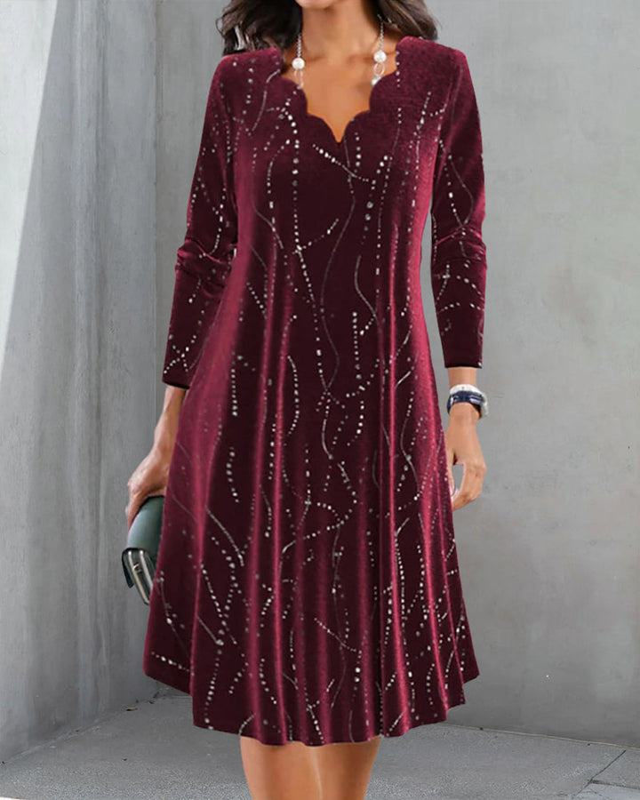 Robe élégante à manches longues et col en V
