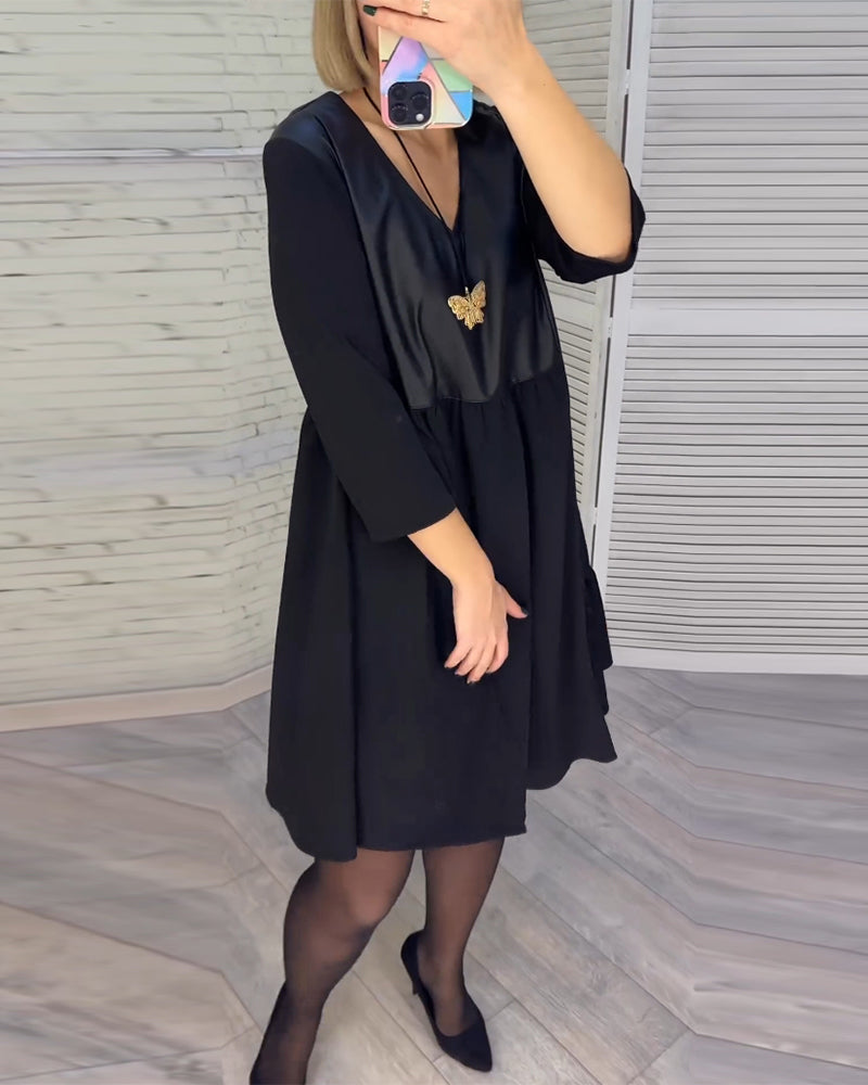 Robe patchwork à col en V