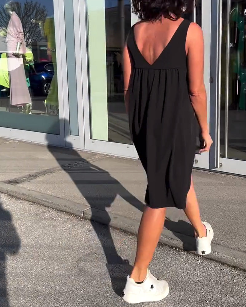 Robe Sans Manches Unie Shift