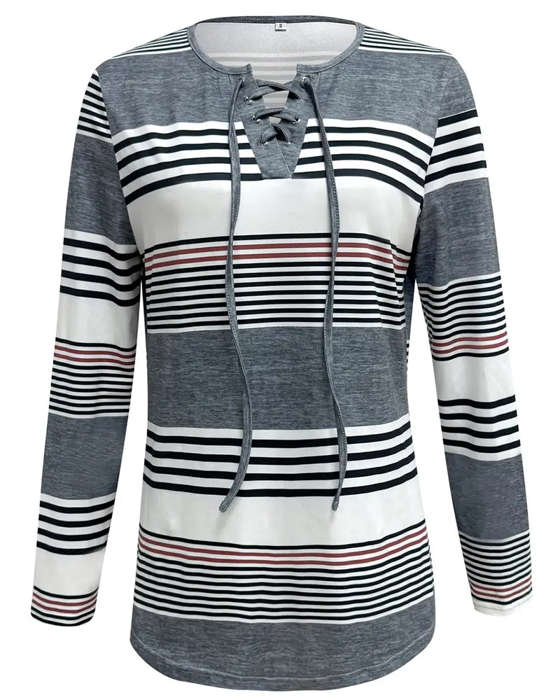 T - Shirt Avec Rayures Pour le Port Casual