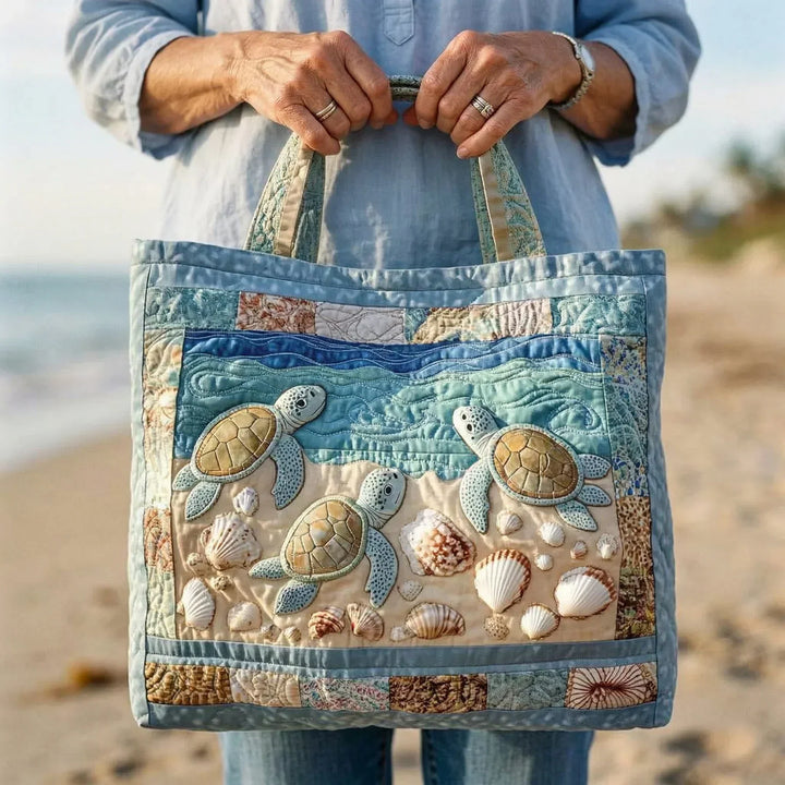 Sac Cabas Artisanal Matelassé - Tortues Marines