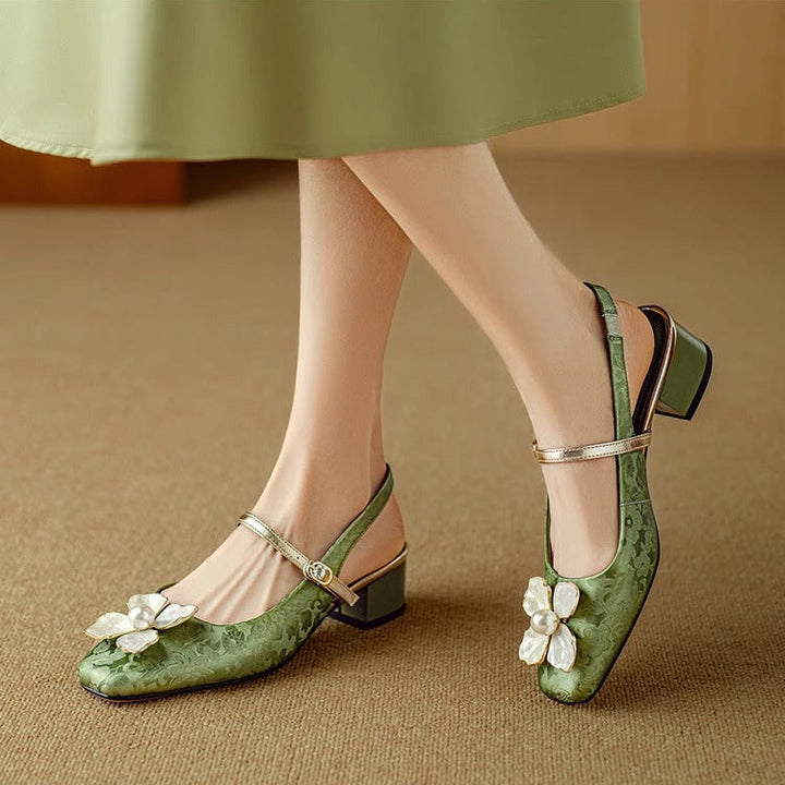 Genine - Escarpins slingback femme à talon bloc
