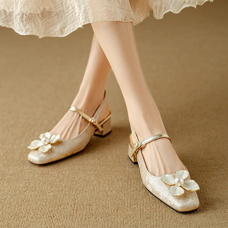 Genine - Escarpins slingback femme à talon bloc