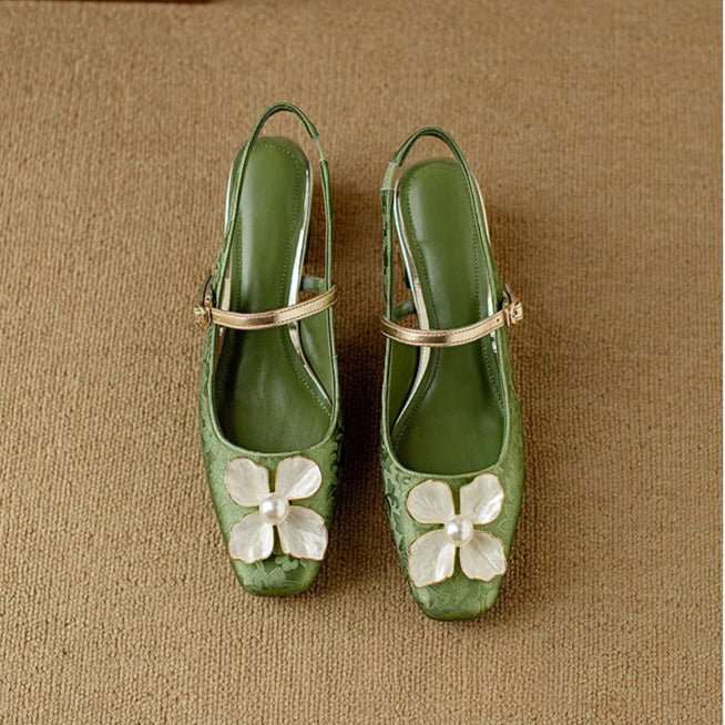 Genine - Escarpins slingback femme à talon bloc