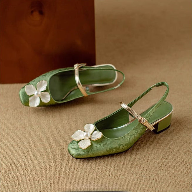 Genine - Escarpins slingback femme à talon bloc