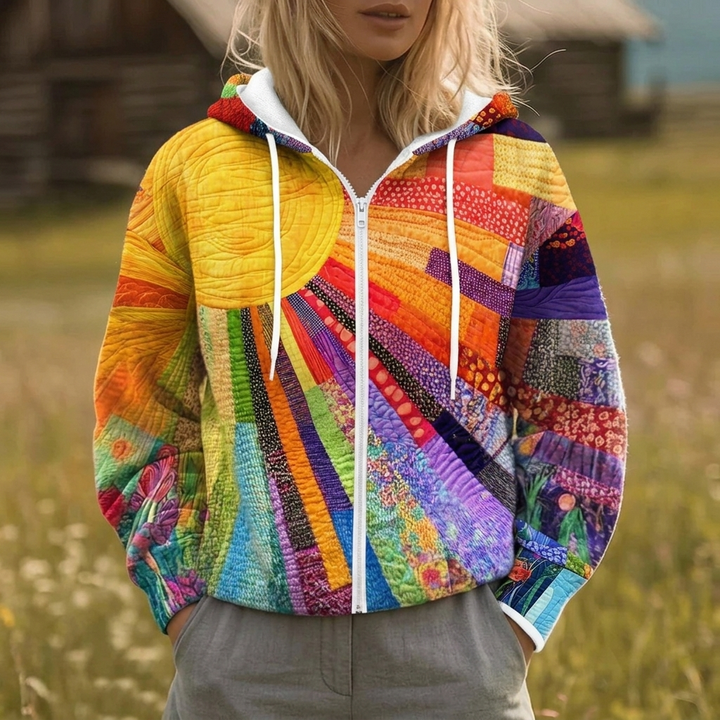 Rhealyn | Veste sans fermeture à imprimé soleil