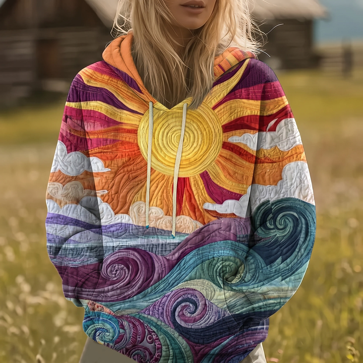 Auralei | Sweat à capuche Y2K à imprimé soleil