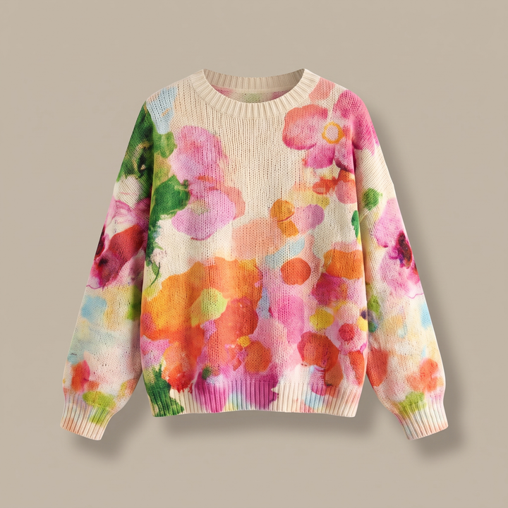 Ferrona | Pull en maille floral tie-dye multicolore