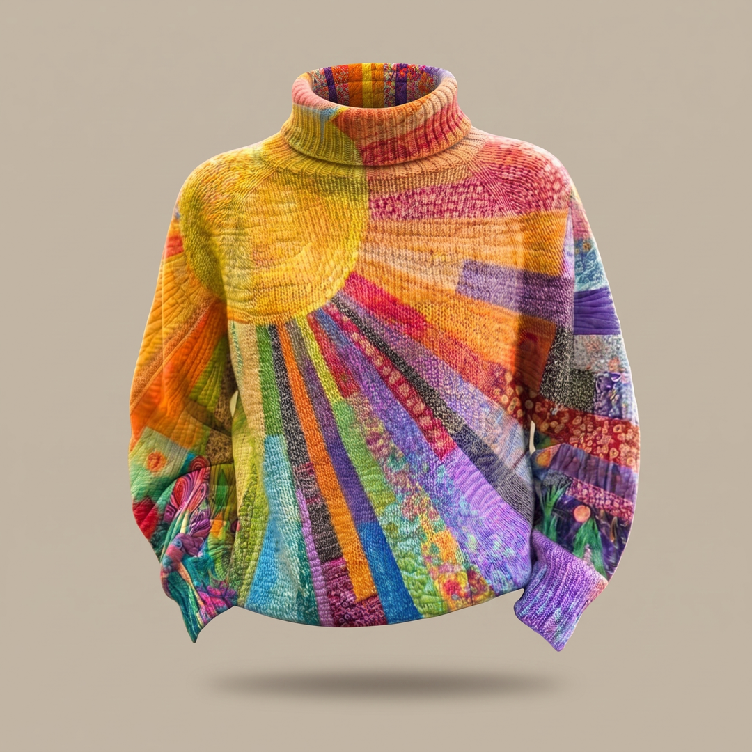 Rosalind | Pull à col roulé à imprimé soleil rétro