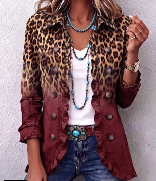 Bérénice | Blazer léopard ombré à volants