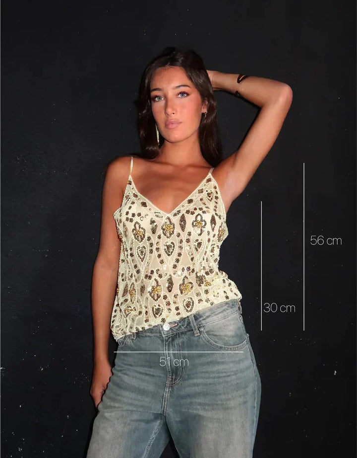 Laya | Haut sans manches orné avec détails scintillants pour femme