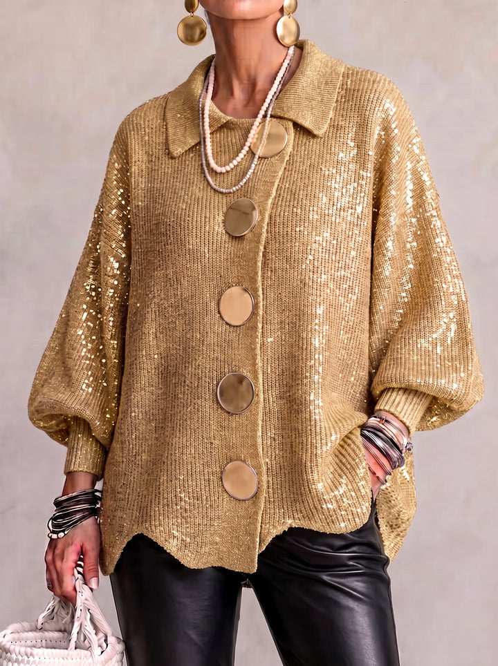 Ortensia — Cardigan Oversize Boutons Dorés