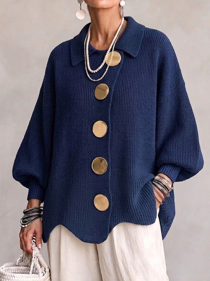 Ortensia — Cardigan Oversize Boutons Dorés