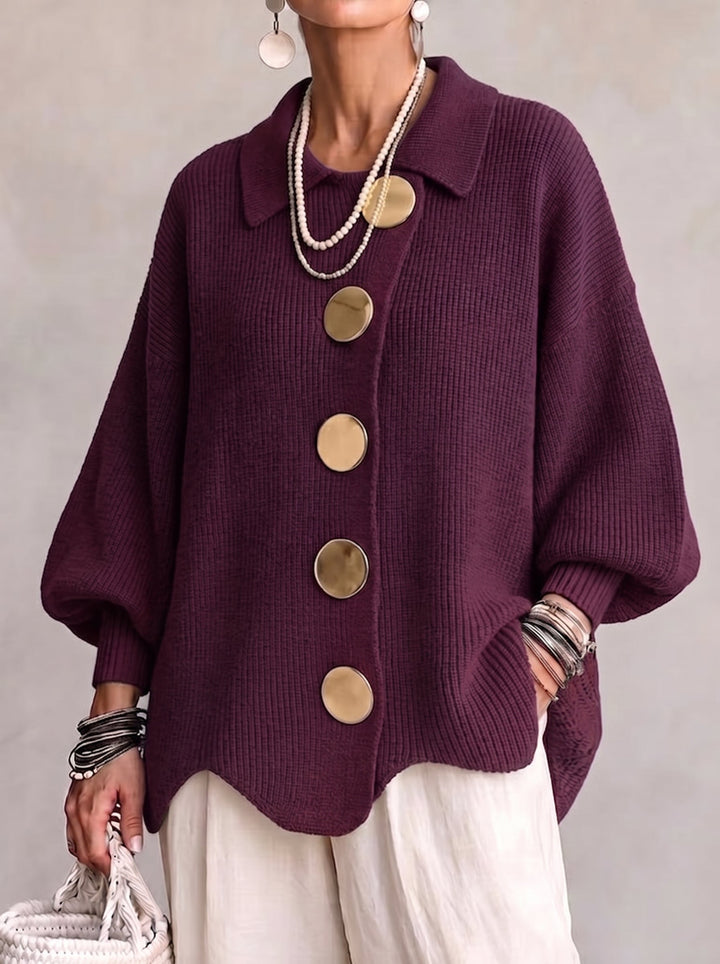 Ortensia — Cardigan Oversize Boutons Dorés