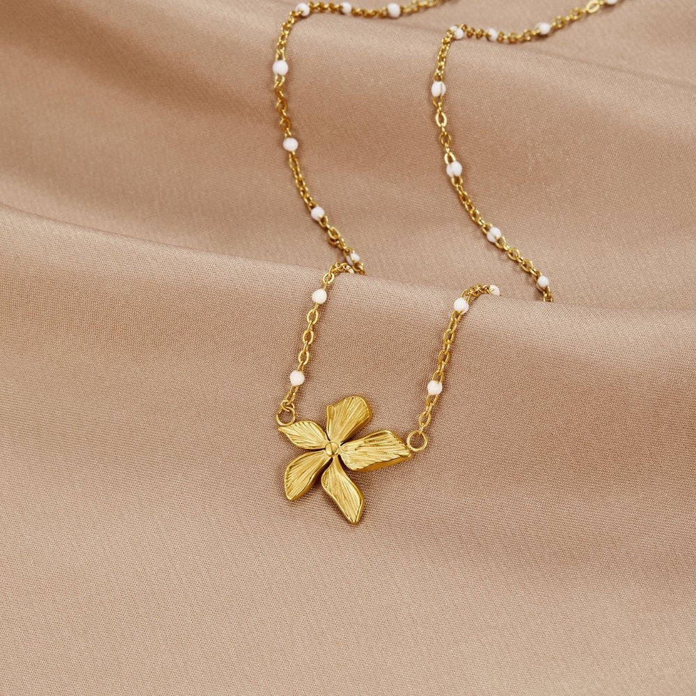 Élodie - Collier Élégant en Or Couleur avec Fleurs