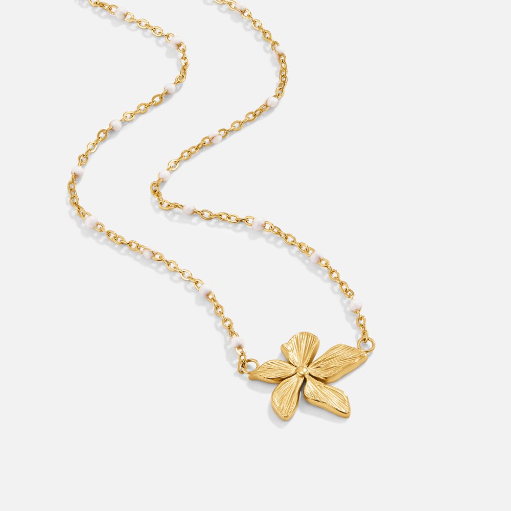 Élodie - Collier Élégant en Or Couleur avec Fleurs