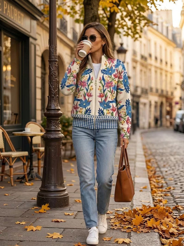 Tabitha | Cardigan Zippé Fleurs de Jardin Botanique