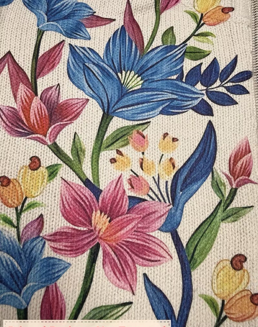 Tabitha | Cardigan Zippé Fleurs de Jardin Botanique